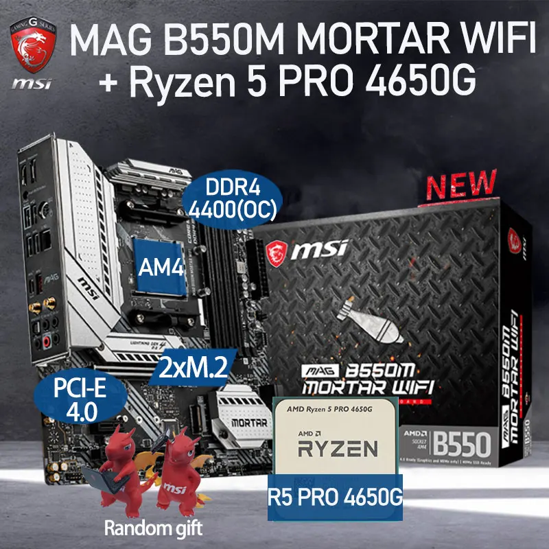 ПК MSI MAG B550M MORTAR материнская плата с WIFI комплект + комплект AMD Ryzen 5 PRO 4650G Combo DDR4 128 ГБ M.2 PCI-E 4,0 
ПК MSI MAG B550M MORTAR материнская плата с WIFI комплект + комплект AMD Ryzen 5 PRO 4650G Combo DDR4 128 ГБ M.2 PCI-E 4,0