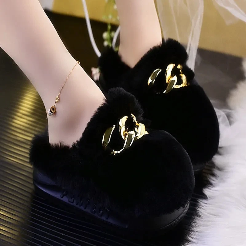 Fashion Gold Metal Chain Slippers Woman Indoor Fluffy Shoes for Autumn and Winter 2021 Womens Casual Home fur Slides Platform
Fashion Gold Metal Chain Slippers Woman Indoor Fluffy Shoes for Autumn and Winter 2021 Womens Casual Home fur Slides Platform