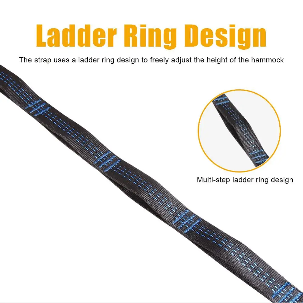 2 Pcs/Set Hammock Straps Special Reinforced Polyester Straps 5 Ring High Load-Bearing Barbed Black Outdoor Hammock straps
2 Pcs/Set Hammock Straps Special Reinforced Polyester Straps 5 Ring High Load-Bearing Barbed Black Outdoor Hammock straps