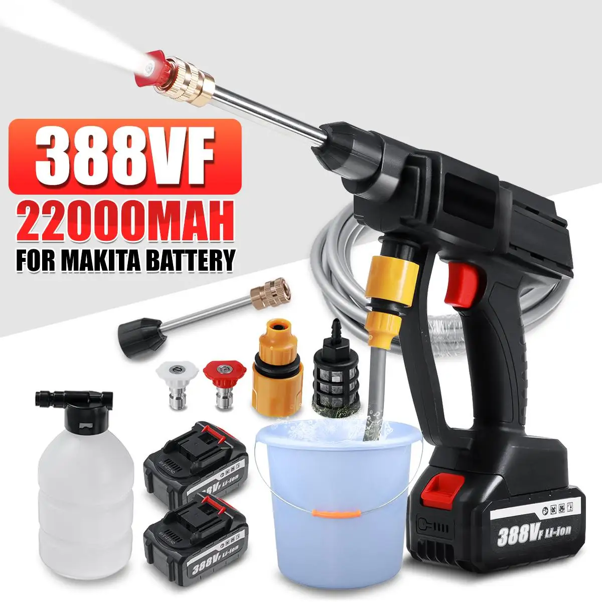 50Bar 22000mAh Car Washer High Pressure Car Wash Gun Garden Irrigation Tools Foam Generator For Car Wash For Makita 21V Battery
50Bar 22000mAh Car Washer High Pressure Car Wash Gun Garden Irrigation Tools Foam Generator For Car Wash For Makita 21V Battery