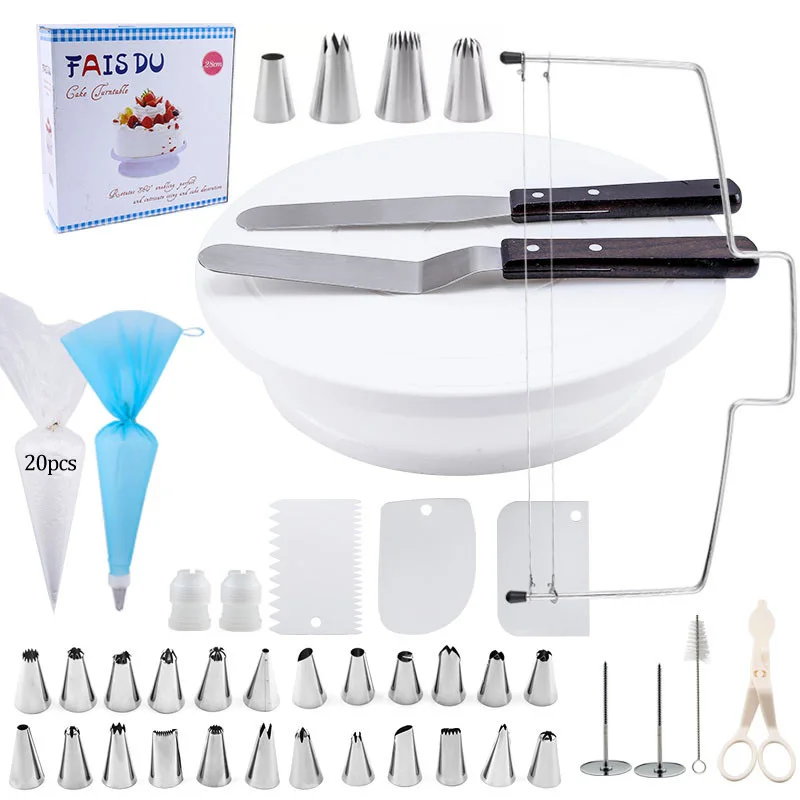 Pastry Turntable Kit Cake Decorating Supplies Baking Tools Accessories Rotating Stand Cream Nozzles for Fondant
Pastry Turntable Kit Cake Decorating Supplies Baking Tools Accessories Rotating Stand Cream Nozzles for Fondant