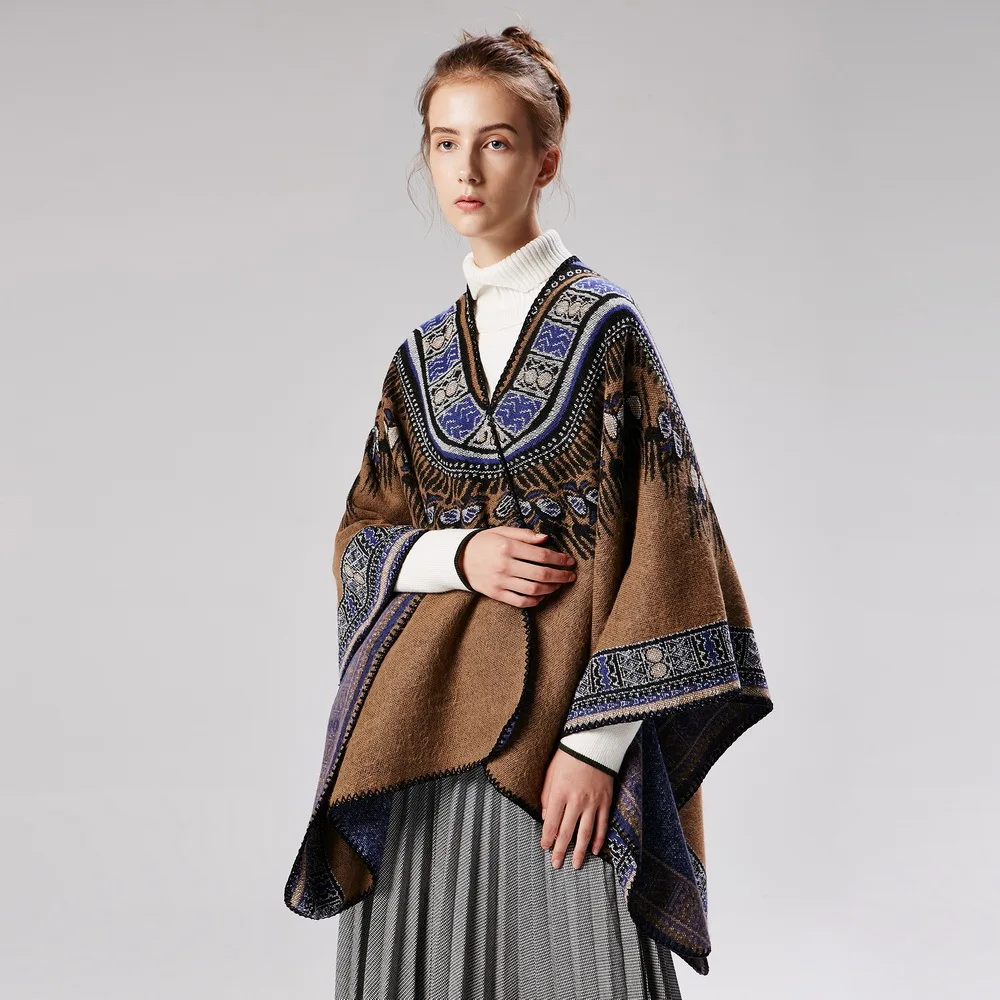 New Arrival Classic Women Poncho Warm Vintage Cloak Winter Thicken Blanket Coat Shawls and Warps Female High Quality
New Arrival Classic Women Poncho Warm Vintage Cloak Winter Thicken Blanket Coat Shawls and Warps Female High Quality