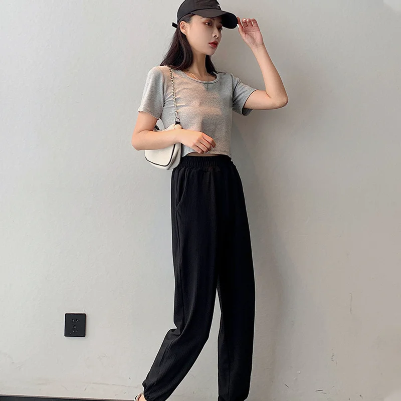 Thin Elastic High Waist Women's Pencil Trousers Summer Solid Casual Ankle Length Pant Female 2021 Fashion Sports Ladies Bottoms
Thin Elastic High Waist Women's Pencil Trousers Summer Solid Casual Ankle Length Pant Female 2021 Fashion Sports Ladies Bottoms
