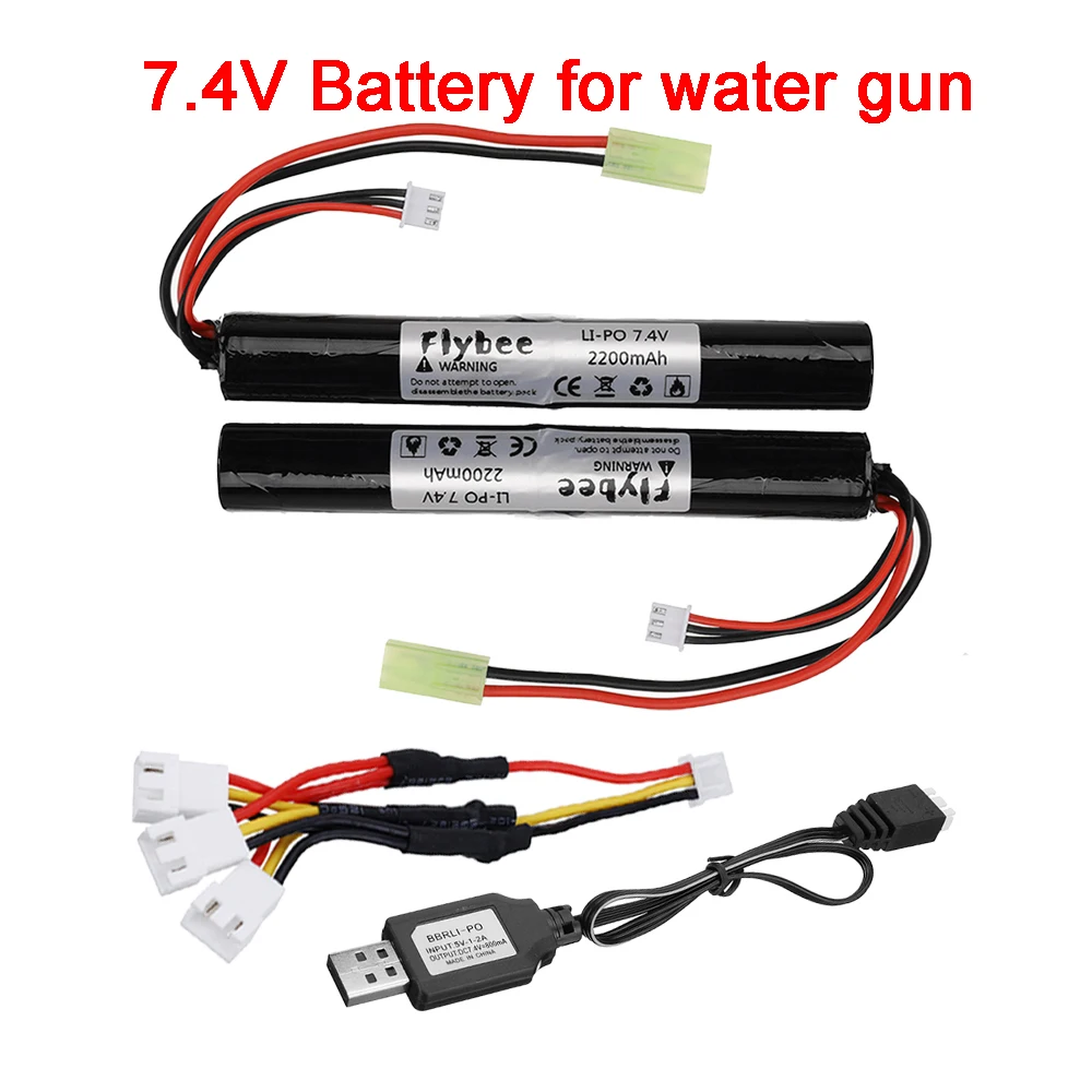 18650 Airsoft gun battery Lipo Power Battery 7.4V 2200MAH for AKKU Mini toys Gun water 7.4 V 2S model parts | Игрушки и хобби