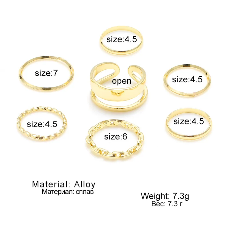 YUNAO Jewelry Index Finger Ring Combination Set 7-Piece Ring Set New Fashion Simple Style Female All-Match Joint Ring Set
YUNAO Jewelry Index Finger Ring Combination Set 7-Piece Ring Set New Fashion Simple Style Female All-Match Joint Ring Set