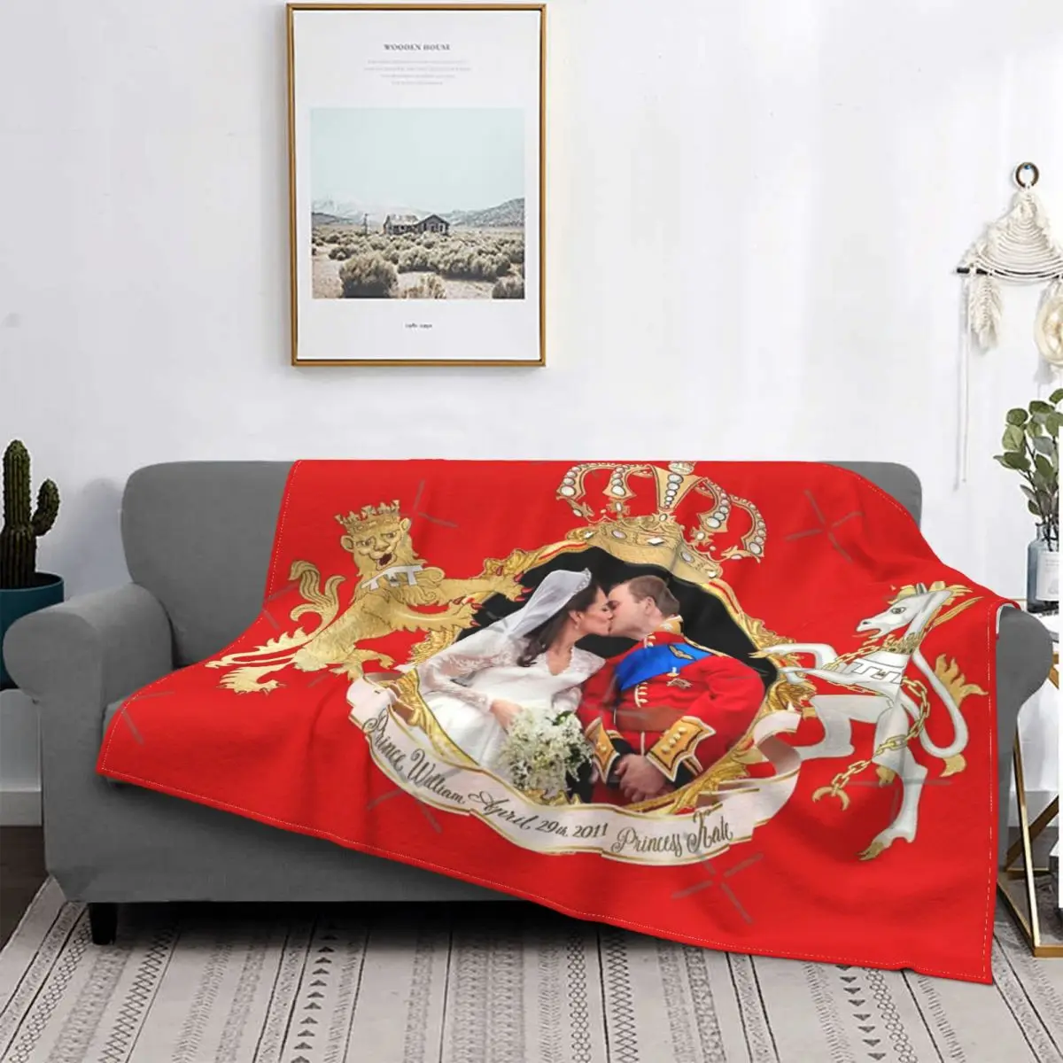 Manta con capucha para cama, edredón a cuadros con estampado de El beso del príncipe William y Kate 
Manta con capucha para cama, edredón a cuadros con estampado de El beso del príncipe William y Kate