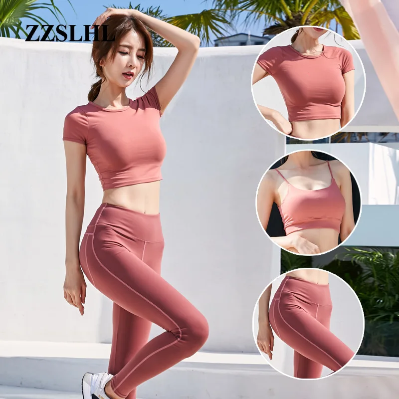 3 Pcs Set Yoga Sports Wear For Women Gym Sexy Bra Hip-up Trousers Fitness Workout Clothing Slim Short-sleeved Solid Color Shitrs
3 Pcs Set Yoga Sports Wear For Women Gym Sexy Bra Hip-up Trousers Fitness Workout Clothing Slim Short-sleeved Solid Color Shitrs