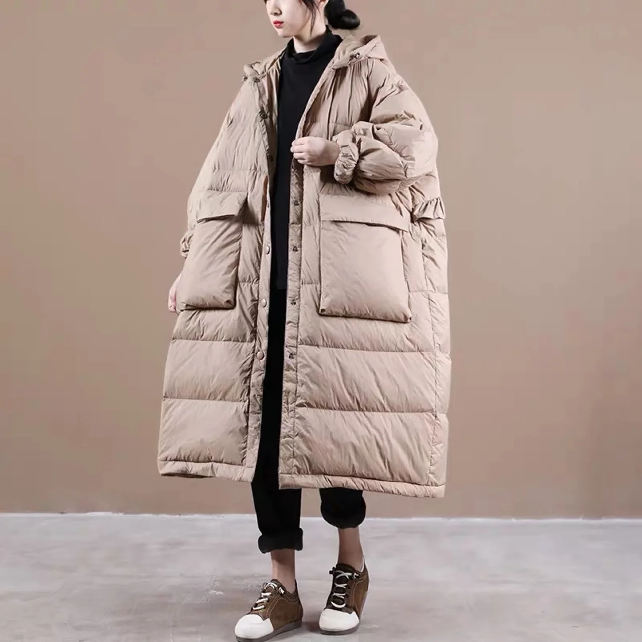 Womens Loose Fit Mid-Length Down Jacket Long-Sleeve Office Lady Solid Color With Pockets Hoodie Down Coat
Womens Loose Fit Mid-Length Down Jacket Long-Sleeve Office Lady Solid Color With Pockets Hoodie Down Coat