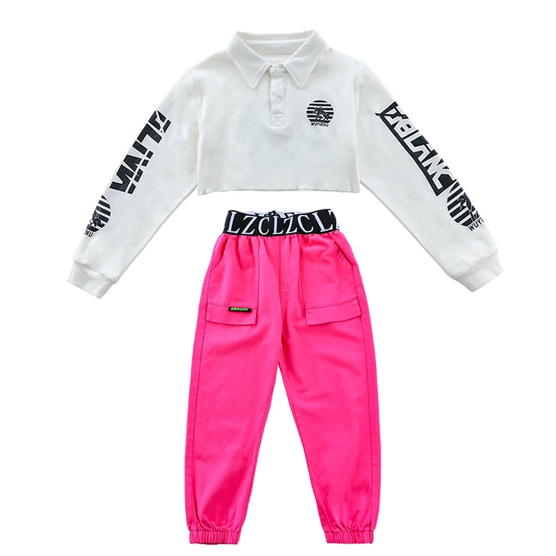 2021 Jazz Dance Costume Crop Tops Rose Pink Pants For Girls Kids Hip Hop Clothing Modern Catwalk Street Wear Performance Suit
2021 Jazz Dance Costume Crop Tops Rose Pink Pants For Girls Kids Hip Hop Clothing Modern Catwalk Street Wear Performance Suit