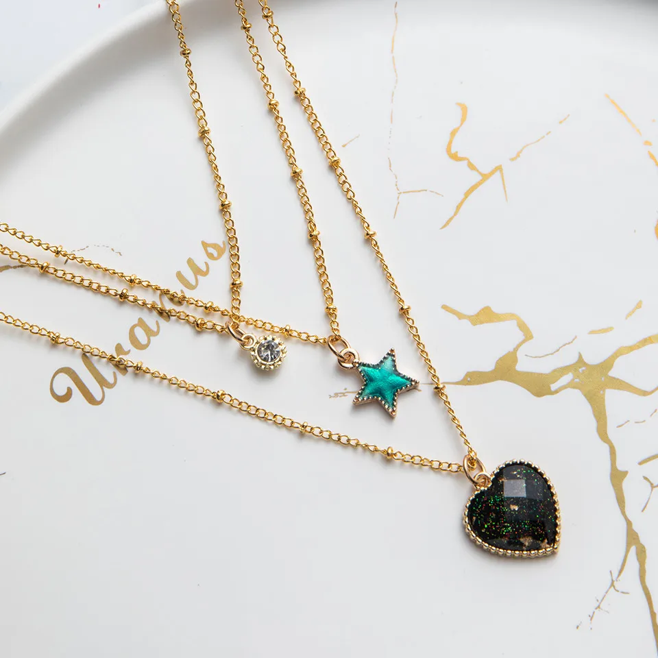 3pcc/набор богемное многослойное ожерелье с кристаллами для женщин модное