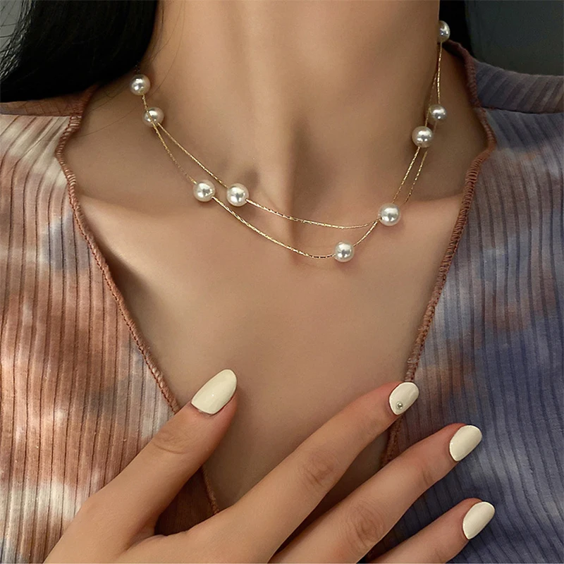 ZN New Fashion Elegant Double-Layer Pearl String Choker Necklace Korean Jewelry Sexy Clavicle Chain Necklace For Woman
ZN New Fashion Elegant Double-Layer Pearl String Choker Necklace Korean Jewelry Sexy Clavicle Chain Necklace For Woman