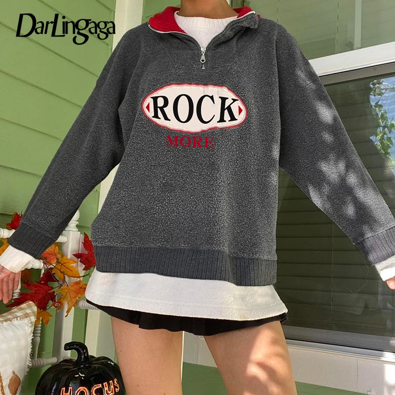 Darlingaga Streetwear Letter Embroidery Fleece Autumn Winter Sweatshirt Women Zipper Casual Pullover Turtleneck Loose Top Cloth
Darlingaga Streetwear Letter Embroidery Fleece Autumn Winter Sweatshirt Women Zipper Casual Pullover Turtleneck Loose Top Cloth