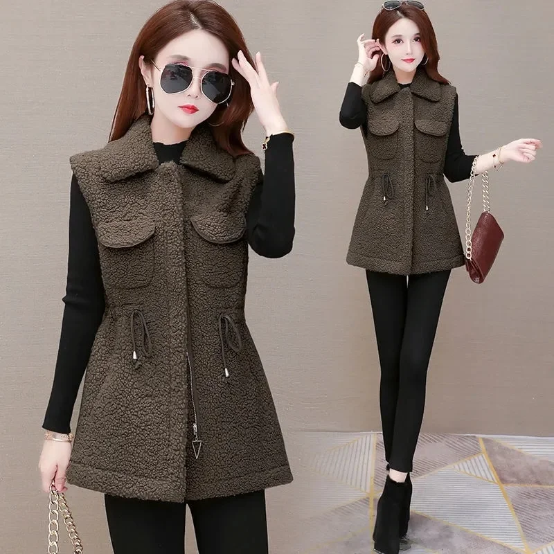 Drawstring Slim Waist Women Warm Vest Plus Size 4XL Lambswool Waistcoat Autumn Winter Fashion Casual Sleeveless Femme Jackets
Drawstring Slim Waist Women Warm Vest Plus Size 4XL Lambswool Waistcoat Autumn Winter Fashion Casual Sleeveless Femme Jackets