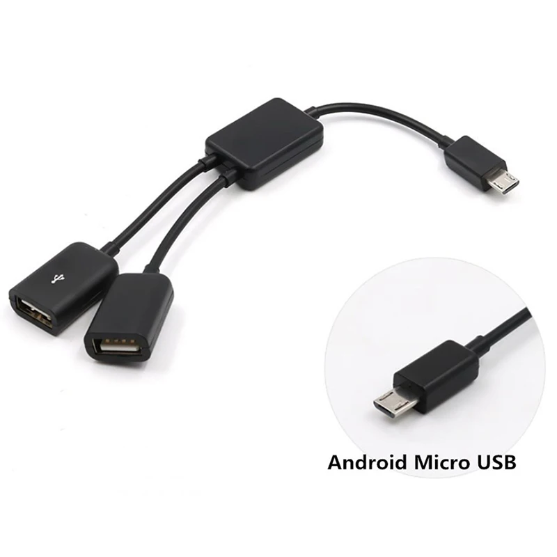 

1Pcs 2in1 Micro USB Dual Host OTG Charge Hub Y Splitter Adapter Cable Tablet Black Data Cable For Android Smartphones Supply