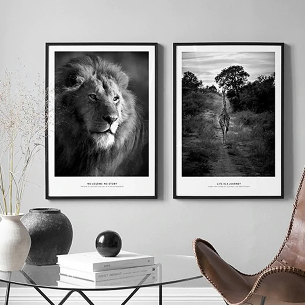 Animal Poster Lion and Giraffe Canvas Painting Modern Black and white Art Print Norbic Wall Picture For Living Room Home Decor
Animal Poster Lion and Giraffe Canvas Painting Modern Black and white Art Print Norbic Wall Picture For Living Room Home Decor
