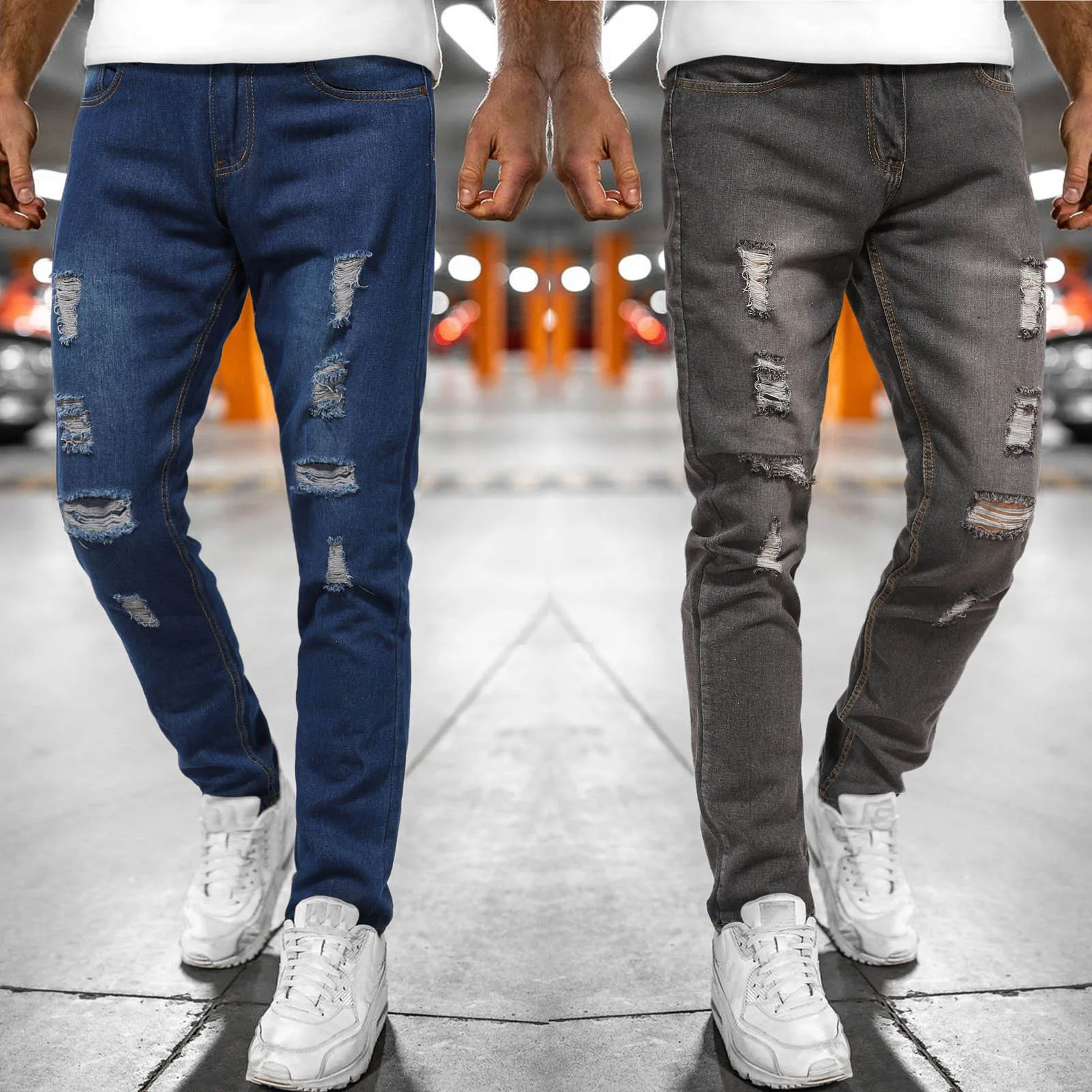 Mens Casual Fitness Patchwork Bodybuilding Pocket Skin Full Length Sports Pants Summer Ripped Washed Casual Trousers Jeans
Mens Casual Fitness Patchwork Bodybuilding Pocket Skin Full Length Sports Pants Summer Ripped Washed Casual Trousers Jeans