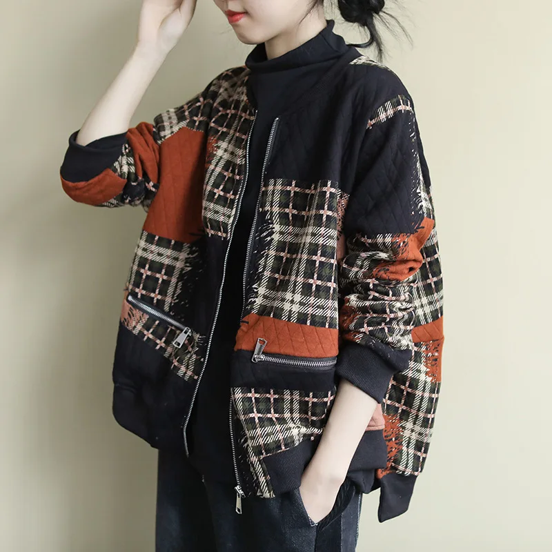 Women Vintage Coats Warm Plaid Printed Jackets New 2021 Chinese Fashion Style Clothes Casual Loose Streetwear Patchwork Outwear
Women Vintage Coats Warm Plaid Printed Jackets New 2021 Chinese Fashion Style Clothes Casual Loose Streetwear Patchwork Outwear