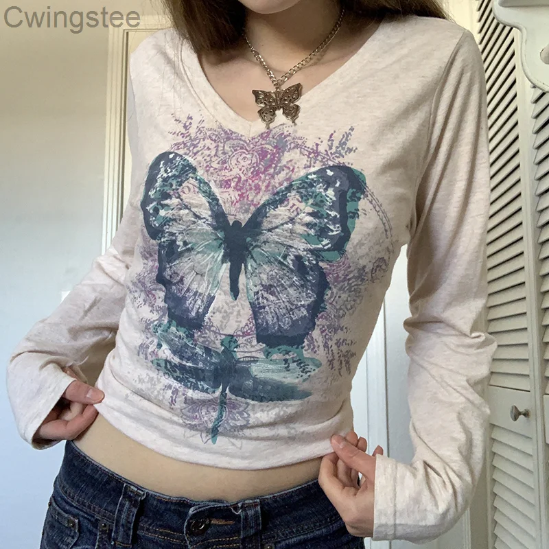 Grunge Retro New Cotton Tshirts Streetwear Butterfly Printed Kawaii Tops Tee Autumn Long Sleeve Slim Casual Cloth
Grunge Retro New Cotton Tshirts Streetwear Butterfly Printed Kawaii Tops Tee Autumn Long Sleeve Slim Casual Cloth