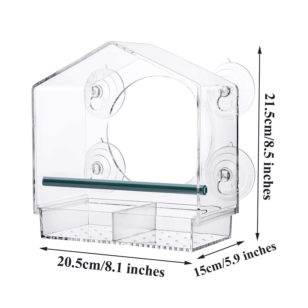 Window Bird Feeder with 4 Suction Cups Transparent Hanging Bird House with Sliding Seed Tray Drain Holes Easy to Clean & Install
Window Bird Feeder with 4 Suction Cups Transparent Hanging Bird House with Sliding Seed Tray Drain Holes Easy to Clean & Install
