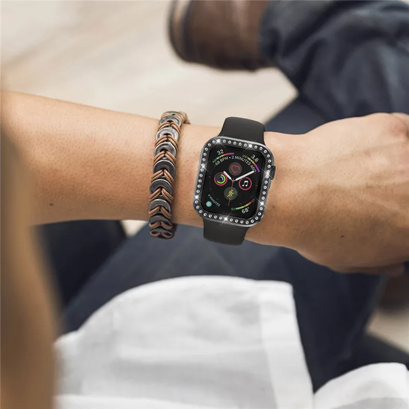 PC Алмазный чехол для Apple Watch 4 крышка 44 мм 40 пластиковый защитный рамка iWatch серии
