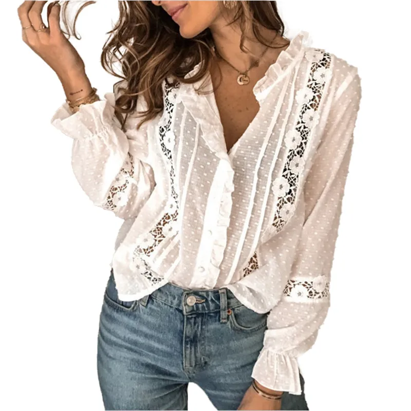 Women Tops And Blouses Office Lady Blouse Hollow Lace Shirts Women Blouses Spring Fall Plus Size Tops Casual Shirt Female Blusas
Women Tops And Blouses Office Lady Blouse Hollow Lace Shirts Women Blouses Spring Fall Plus Size Tops Casual Shirt Female Blusas