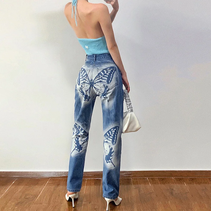 Butterfly Print Jeans Women Denim Pants Straight High Waist Trousers Punk Style Indie Aesthetics Summer 2021 Baddie Clothing
Butterfly Print Jeans Women Denim Pants Straight High Waist Trousers Punk Style Indie Aesthetics Summer 2021 Baddie Clothing