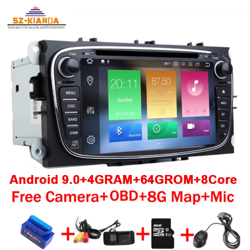 Автомобильный мультимедийный плеер, 4 + 64 ГБ, Android 9, GPS, 2 Din, dvd-плеер для FORD Focus, Mondeo, S-MAX, Galaxy, Wi-Fi, радио, DSP, DVR
Автомобильный мультимедийный плеер, 4 + 64 ГБ, Android 9, GPS, 2 Din, dvd-плеер для FORD Focus, Mondeo, S-MAX, Galaxy, Wi-Fi, радио, DSP, DVR