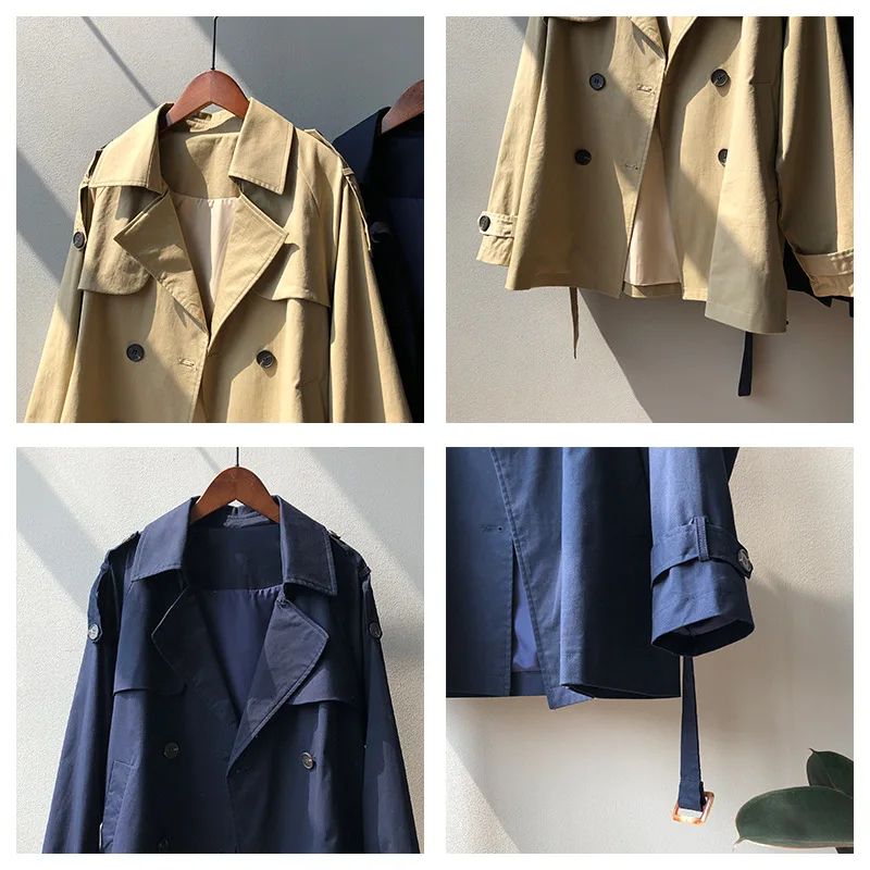 2021 Spring New Short Trench Coat British Style Loose Slimming Leisure Solid Color Long Sleeve Coat for Women All-Matching
2021 Spring New Short Trench Coat British Style Loose Slimming Leisure Solid Color Long Sleeve Coat for Women All-Matching