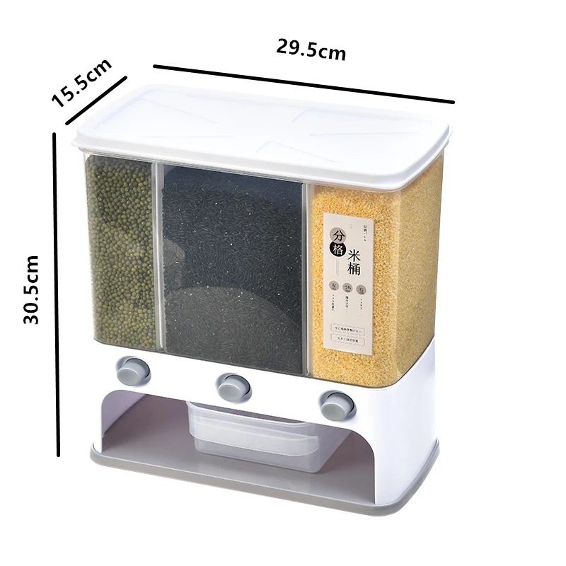 3 Grids Plastic Food Storage Box 5.5KG Wall-mounted Dispenser Boxes for Whole Grains Rice Cereal Beans
3 Grids Plastic Food Storage Box 5.5KG Wall-mounted Dispenser Boxes for Whole Grains Rice Cereal Beans