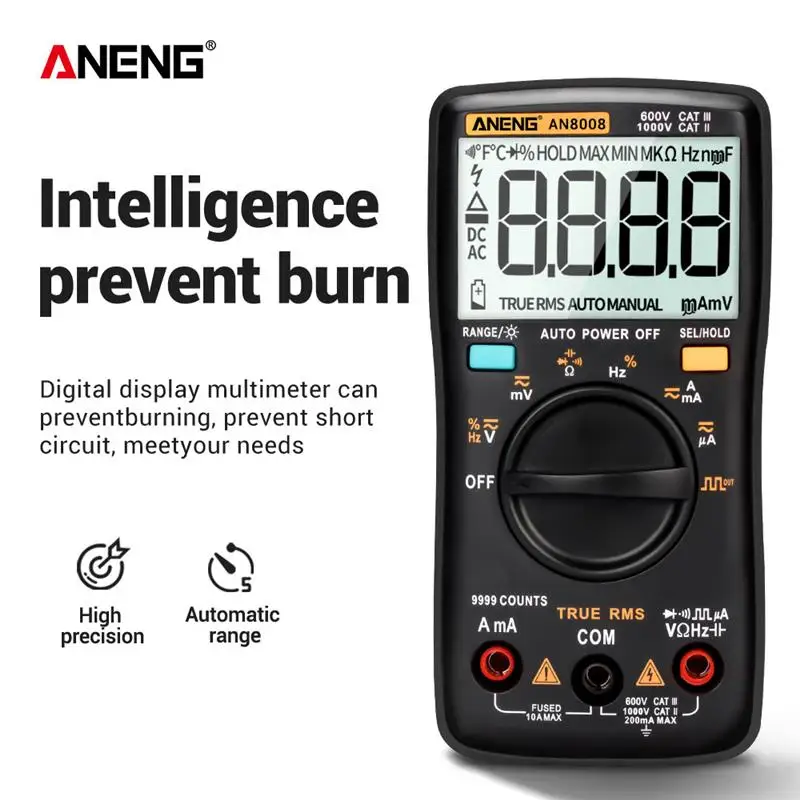 ANENG Digital Multimeter True RMS Digital 9999 Counts Square Wave Voltage Ammeter Meter Test Red with Cable Set
ANENG Digital Multimeter True RMS Digital 9999 Counts Square Wave Voltage Ammeter Meter Test Red with Cable Set