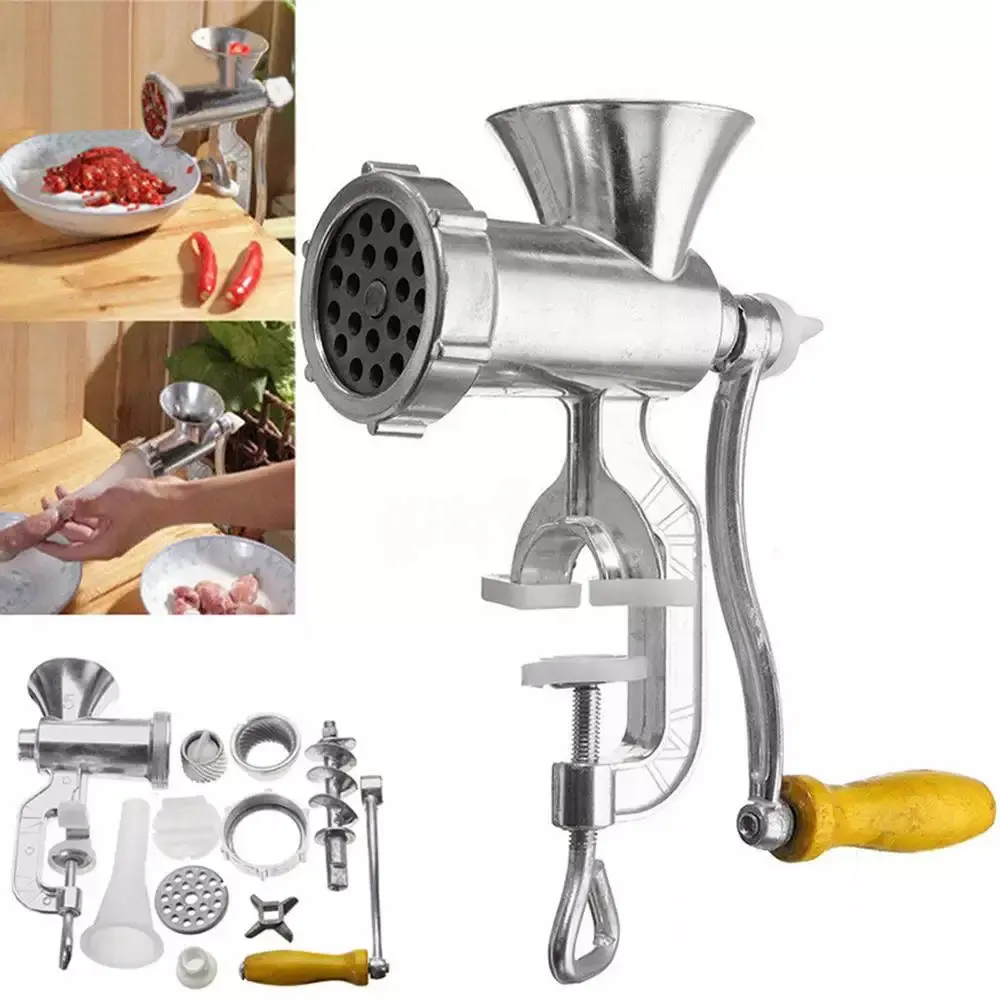 Manual Meat Grinder Aluminum alloy, Sausage Filler Filling Machine Pork Beef Chicken Rack with Two Enema Mouths for Kitchen New
Manual Meat Grinder Aluminum alloy, Sausage Filler Filling Machine Pork Beef Chicken Rack with Two Enema Mouths for Kitchen New