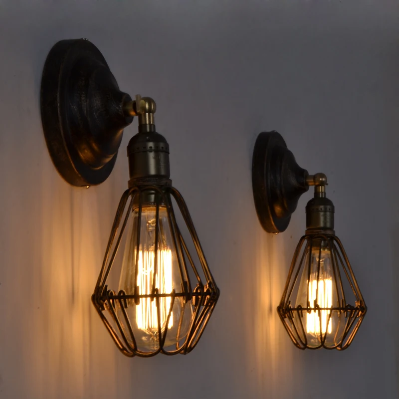 Vintage Loft Iron Cage Home Deco Bedroom Adjustable Wall Sconce Lamps Retro Industrial E27 Living Room Corridor Lights Fixture
Vintage Loft Iron Cage Home Deco Bedroom Adjustable Wall Sconce Lamps Retro Industrial E27 Living Room Corridor Lights Fixture
