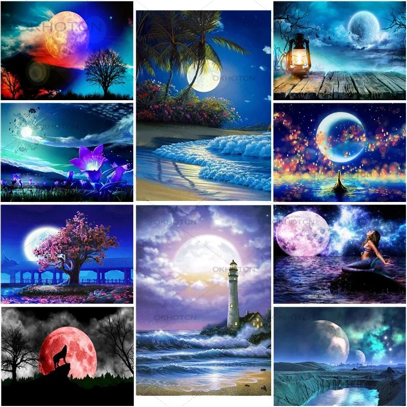 Diy Diamond Painting Moon Sunset Seaside Full Diamond Round Diamond Embroidered Landscape 5D Cross Stitch Home Decoration
Diy Diamond Painting Moon Sunset Seaside Full Diamond Round Diamond Embroidered Landscape 5D Cross Stitch Home Decoration