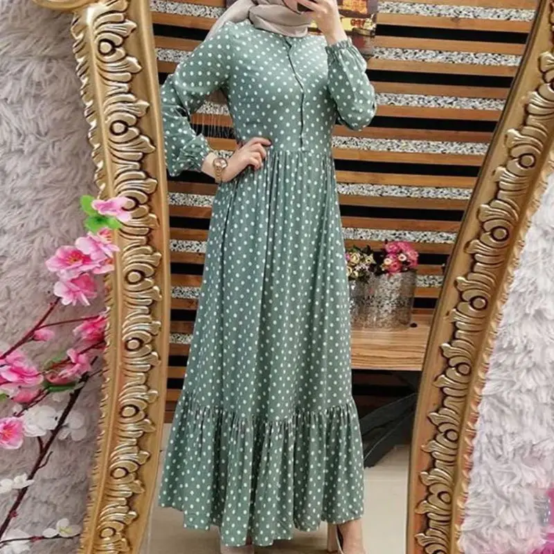 Womens Muslim Lantern Sleeves Maxi Long Swing Dress Polka Dot Print Buttons Pleated Ruffles High Waist Kaftan Abaya Hijab Islam
Womens Muslim Lantern Sleeves Maxi Long Swing Dress Polka Dot Print Buttons Pleated Ruffles High Waist Kaftan Abaya Hijab Islam