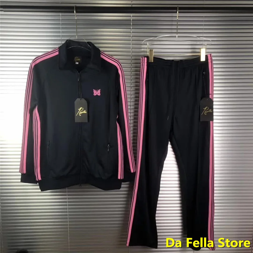 

2020 розовые полосатые куртки с иглами для мужчин и женщин, розовая куртка с вышивкой в виде бабочки с иглами, женская модель, пальто