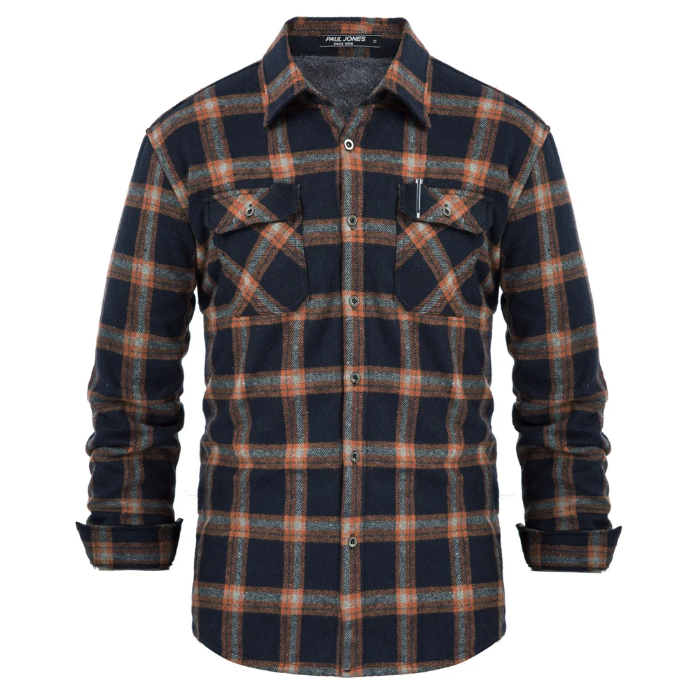 Autumn/winter Shirts Men Fleece Lined Plaided Shirt Tops Pockets Long Sleeve Brushed Fabric Warm Male Tops Casual Clothing Soft
Autumn/winter Shirts Men Fleece Lined Plaided Shirt Tops Pockets Long Sleeve Brushed Fabric Warm Male Tops Casual Clothing Soft