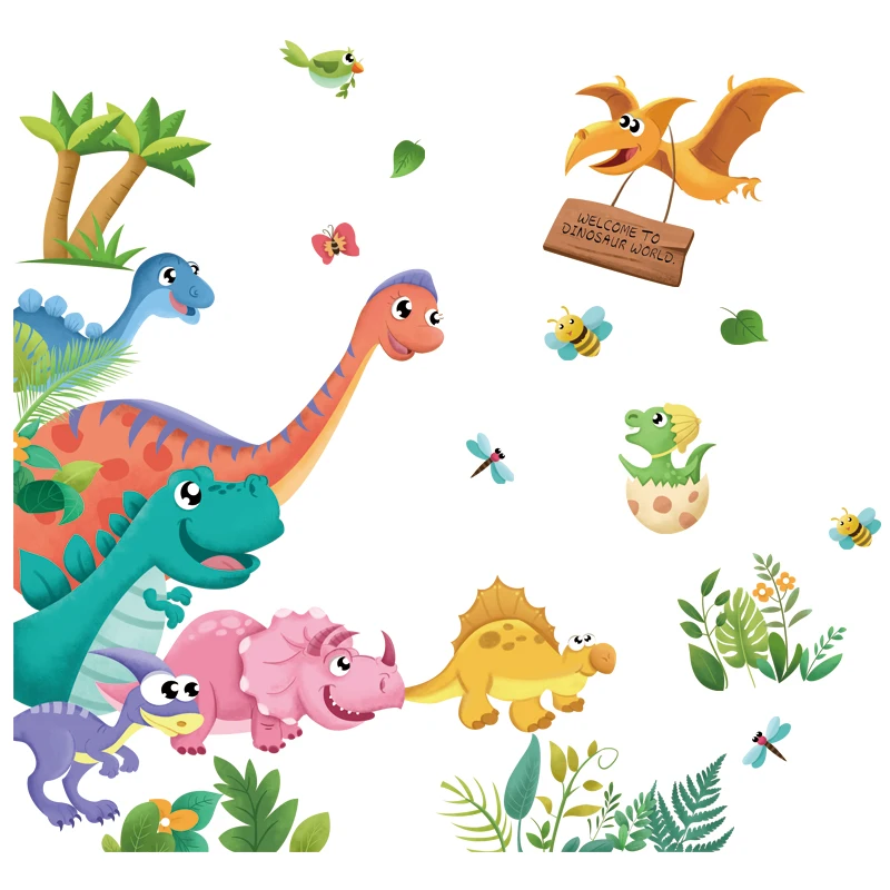 [SHIJUEHEZI] Динозавр наклейки с животными на стену DIY Мультяшные воздушные шары