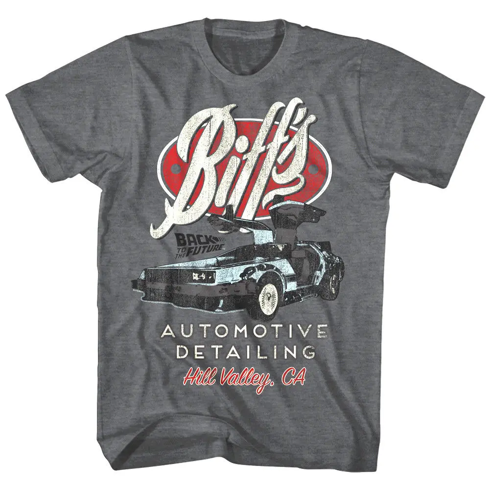 Фото Back To The Future Biffs Automotive Hill Valley Мужская футболка California Delorean Повседневная с коротким