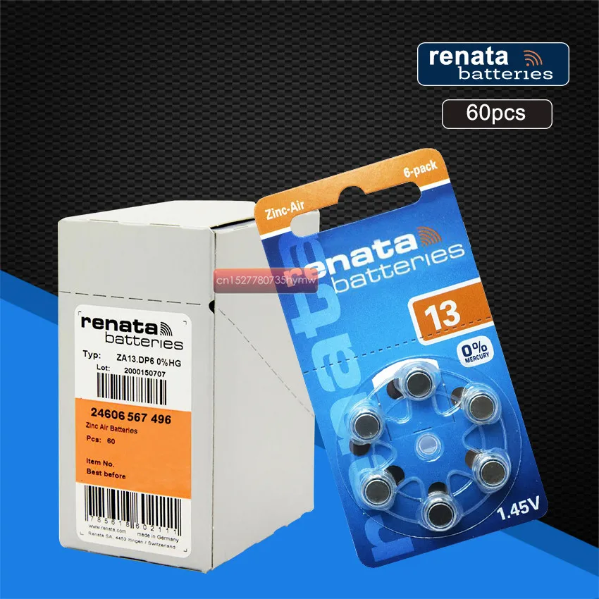 Renata 60 шт./10 упаковок Maratone размера плюс A13 13A ZA13 13 PR48 Цинковый воздух 1 45 в