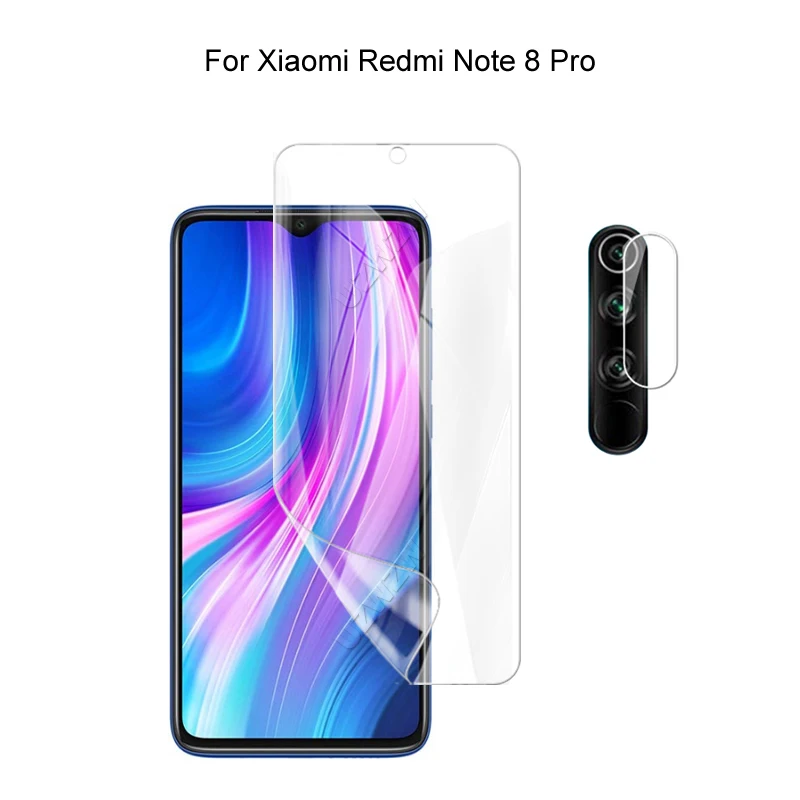 Для Xiaomi Redmi Note 8 Pro защита для камеры и экрана HD Гидрогелевая пленка мягкое 3D полное