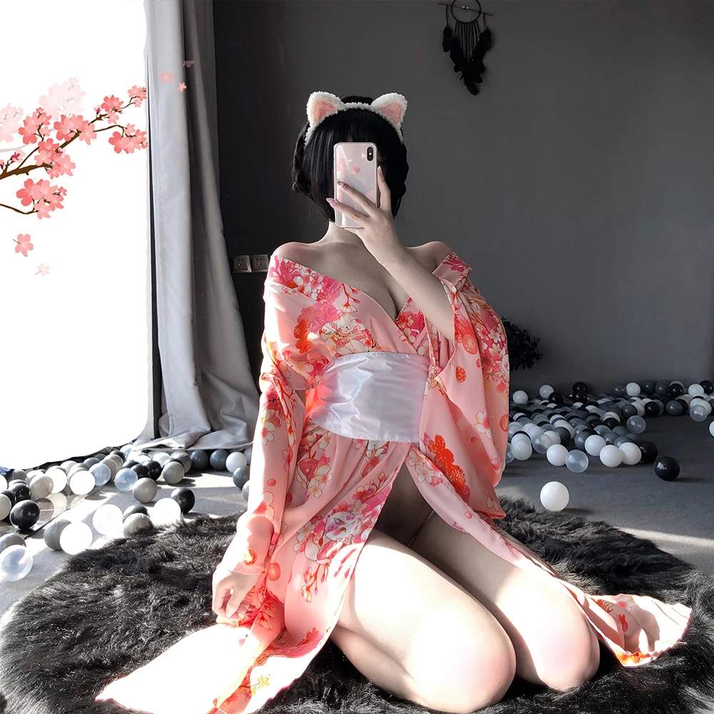 Sexy Women's Lingerie Japanese Kawaii Pink Kimono with White Bow-knot Waistband and Thong Maid Cosplay Costumes AV Outfit
Sexy Women's Lingerie Japanese Kawaii Pink Kimono with White Bow-knot Waistband and Thong Maid Cosplay Costumes AV Outfit