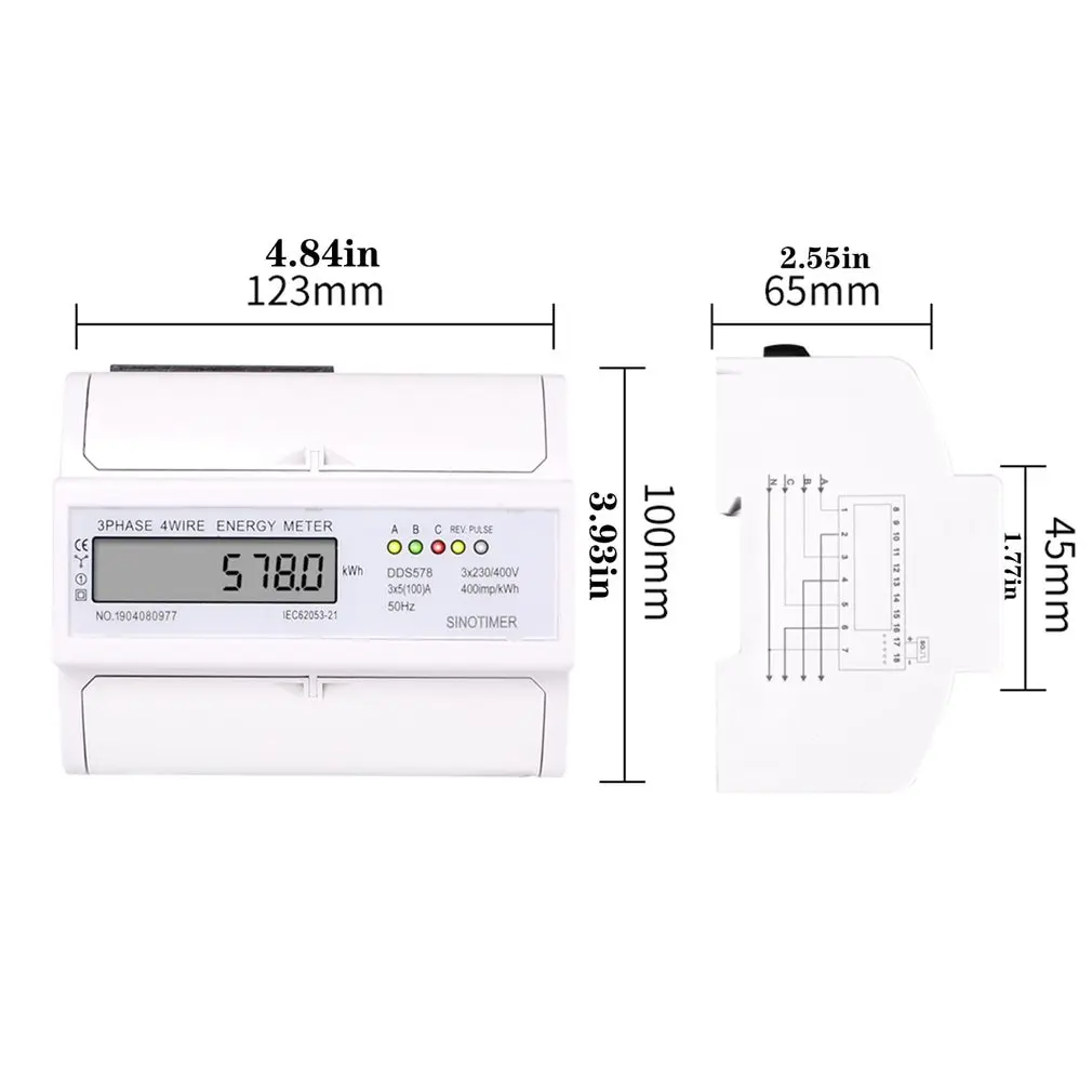 SINOTIMER DDS578 Three Phases 4 Wire 5-100A 380V Digital Power Meter Electricity Consumption Measure Meter 35mm DIN Rail Mount
SINOTIMER DDS578 Three Phases 4 Wire 5-100A 380V Digital Power Meter Electricity Consumption Measure Meter 35mm DIN Rail Mount