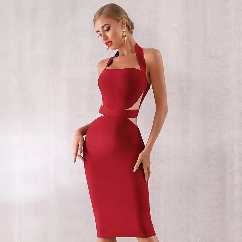 sexy Bandage Dress Halter Strapless Club Dresses Party Dress women dress summer 2021 
sexy Bandage Dress Halter Strapless Club Dresses Party Dress women dress summer 2021
