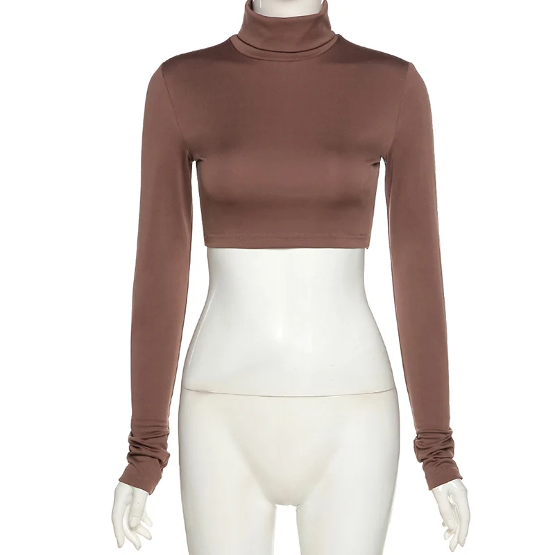 Turtleneck Long SLeeve White Sexy Crop Tops Casual Fashion T Shirts Black Women Autumn Winter Tees Brown Basic
Turtleneck Long SLeeve White Sexy Crop Tops Casual Fashion T Shirts Black Women Autumn Winter Tees Brown Basic