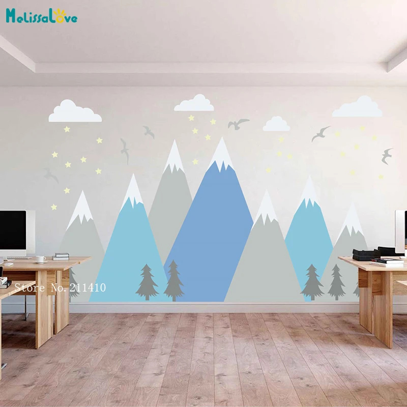 The Birds Under Shining Stars Travel Freely Among Large Mountains Wall Stickers Nursery Decor With Trees Decals Vinyl YT5234 
The Birds Under Shining Stars Travel Freely Among Large Mountains Wall Stickers Nursery Decor With Trees Decals Vinyl YT5234