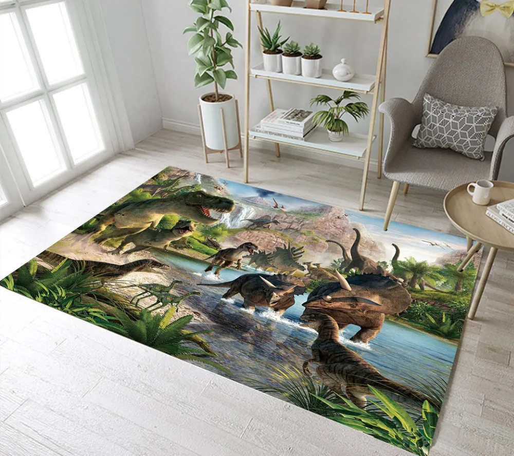 3D динозавр ковер и примитивные лесной дома Гостиная большой Спальня Ванная