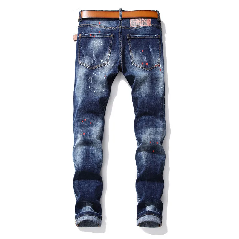 European Brand Jeans Men Ripped Hole Pants Throw Paint Men's Denim Jeans Slim Small Leg Cowboy Trousers JS1028
European Brand Jeans Men Ripped Hole Pants Throw Paint Men's Denim Jeans Slim Small Leg Cowboy Trousers JS1028