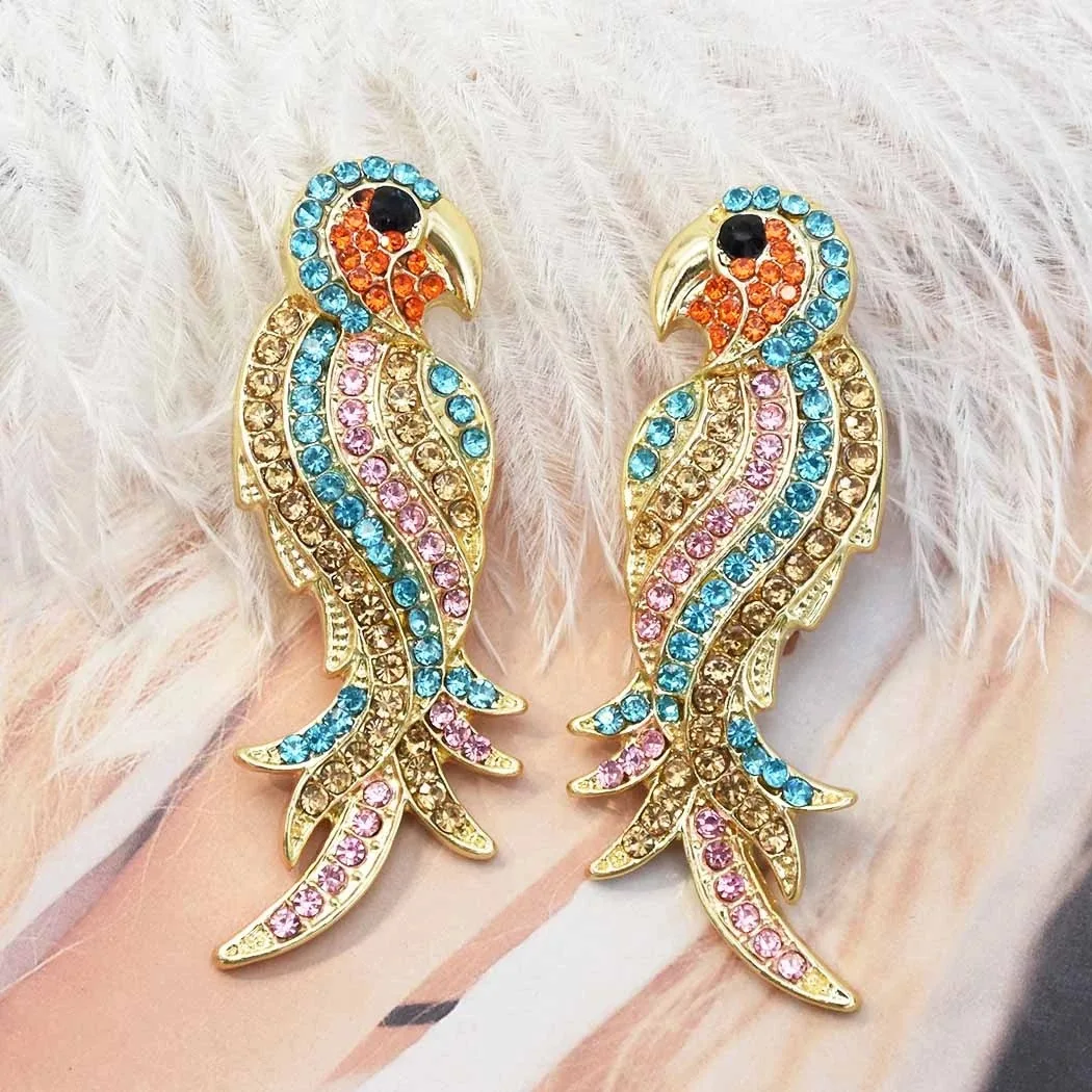 Vintage Colorful Rhinestone Parrot Stud Earrings for Women Personality Long Exaggerated Animal Earring Female Party Jewelry Gift
Vintage Colorful Rhinestone Parrot Stud Earrings for Women Personality Long Exaggerated Animal Earring Female Party Jewelry Gift