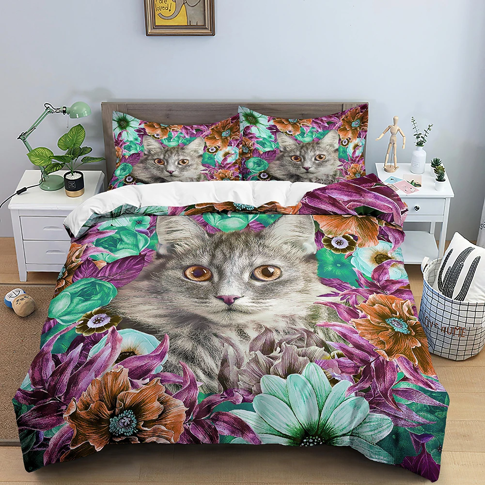 Comforter Cover Pillowcase Cat Flowers Leaves Printed Soft Adults Quilit Cover Bedding Sets Valentine's Day Gift Full Size
Comforter Cover Pillowcase Cat Flowers Leaves Printed Soft Adults Quilit Cover Bedding Sets Valentine's Day Gift Full Size