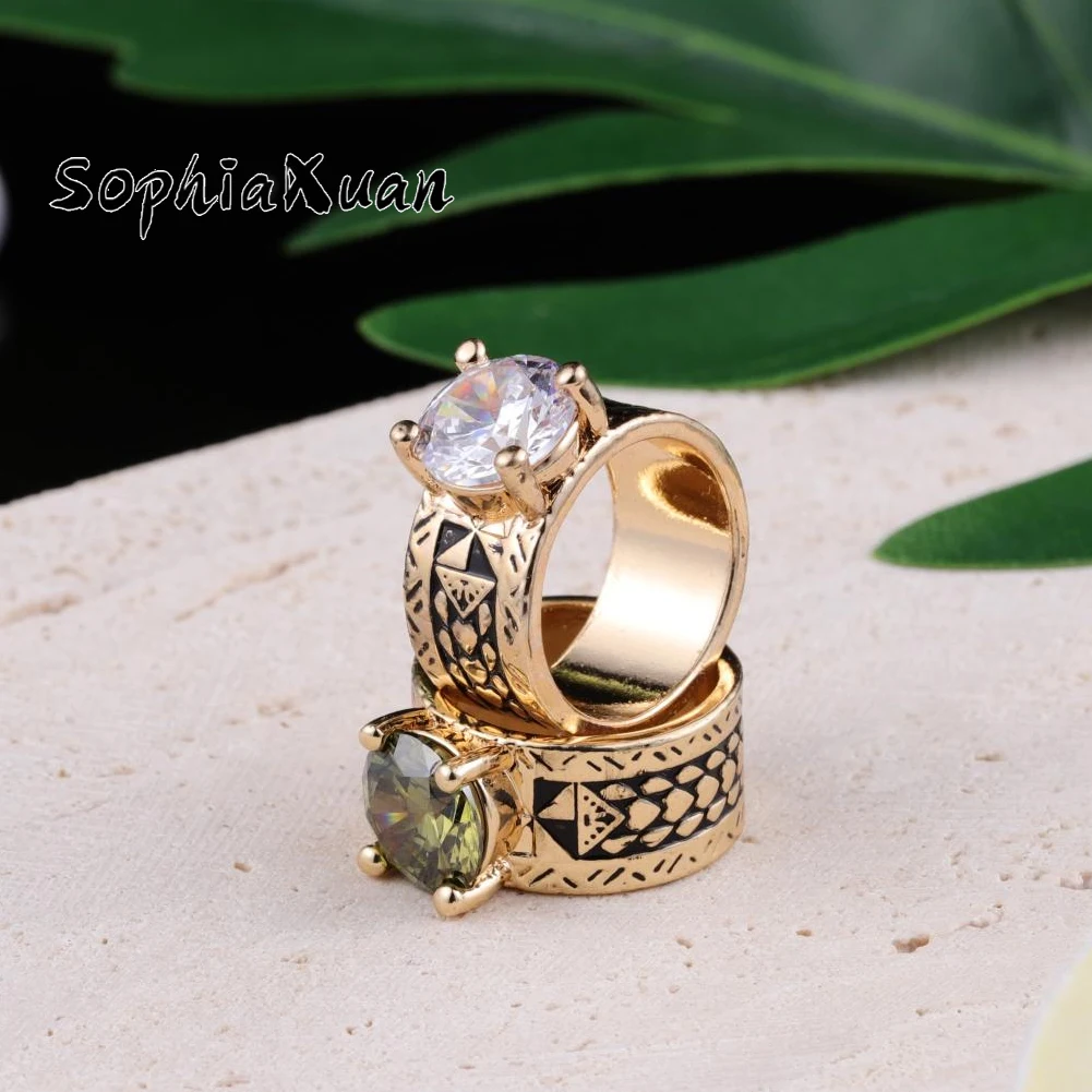 SophiaXuan Fashion Rings Polynesian White CZ Stone Couple Finger Rings Trendy Romantic Zircon Jewelry for Wholesale Women Party
SophiaXuan Fashion Rings Polynesian White CZ Stone Couple Finger Rings Trendy Romantic Zircon Jewelry for Wholesale Women Party